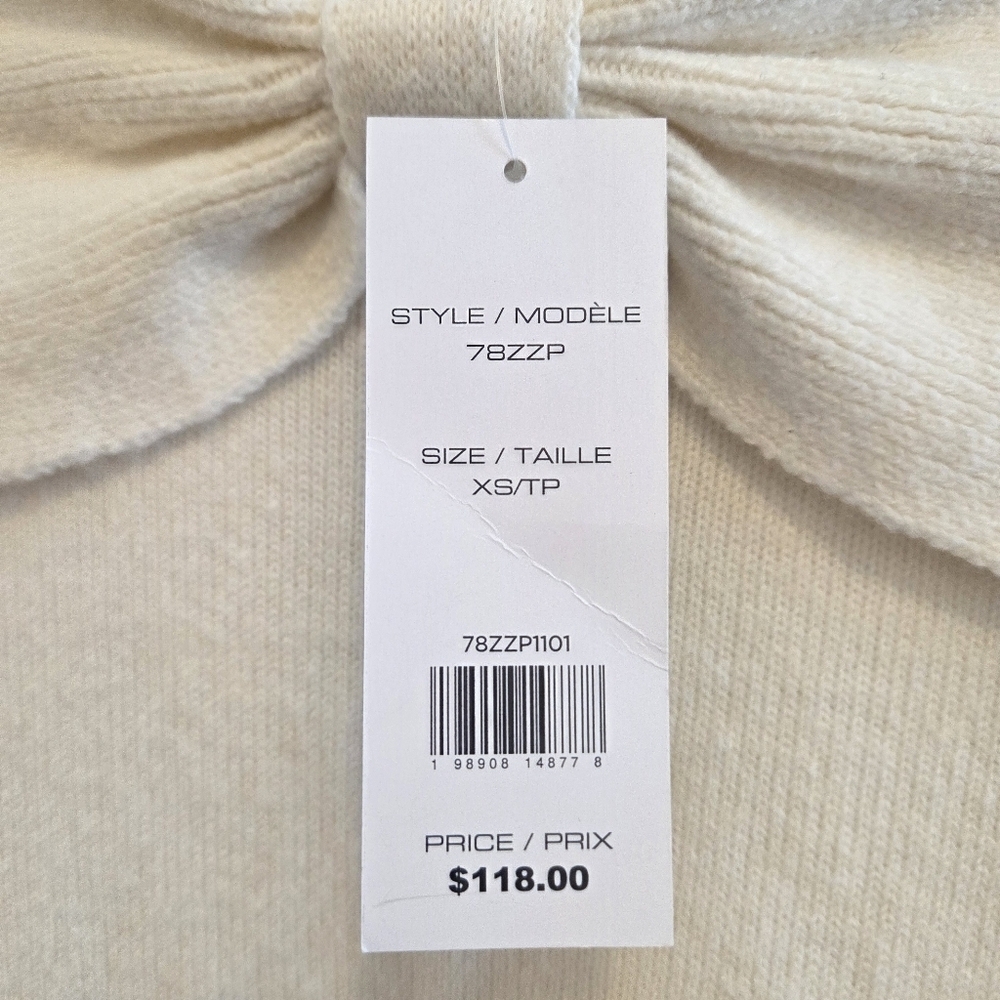 French Connection Ivory Bow Collar Sweater XS NWT Knit Pullover - Picture 4 of 5